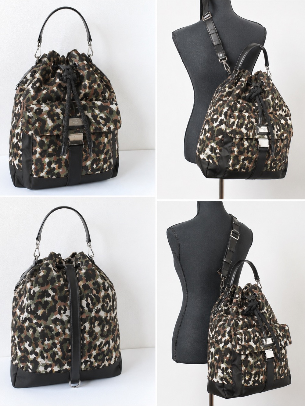 NWT Dolce & Gabbana Leopard Camouflage Jacquard Bucket Bag Backpack Unisex